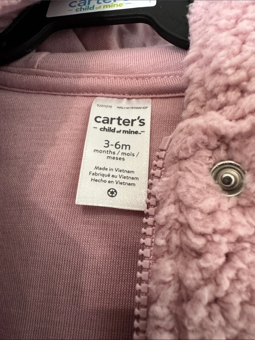 Carter’s Child of Mine Pink Sherpa Baby Fleece Pram 3-6 Months New NWT